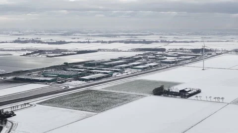 Winter Datacenter Digital Infrastructure Aerial Stock Footage 328691146