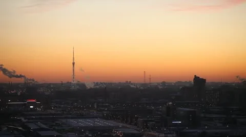 Winter dawn over a large city Stock Footage 14528226