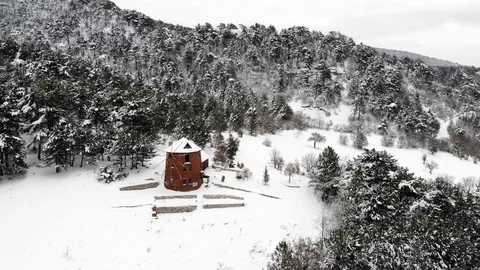 Winter day and windmills Stock Footage 100990828