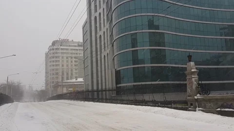 Winter day on empty street of old city Stock Footage 145081253