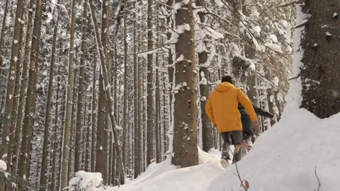 A winter day has become excellent backdrop for happy moments young couple who Stock Footage 245388809