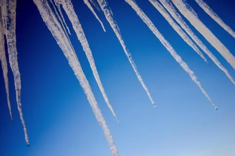Winter day, icicles. Stock Photos