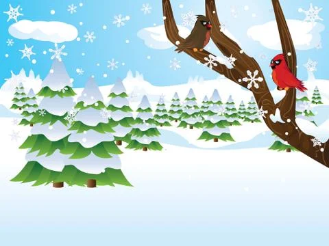 Winter Day Landscape Ilustración de archivo