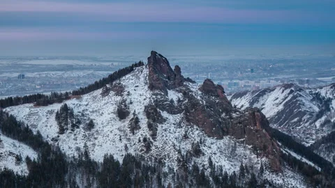 Winter day to night time lapse view the city of Krasnoyarsk 스톡 동영상 87279460