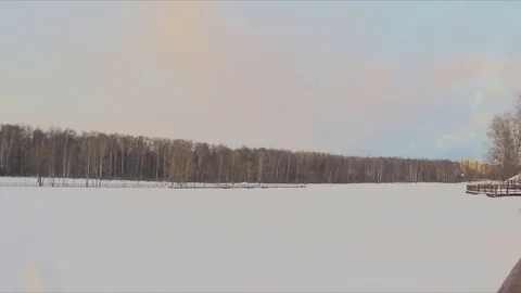 Winter day on river in a park timelapse Video stock 79806609