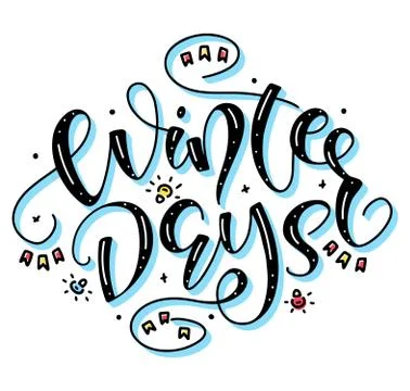 Winter days - multicolored vector illustration with festive, doodle elements. Stock Illustration