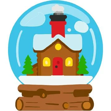 Winter Decorative Base Snow Cabin イラスト素材