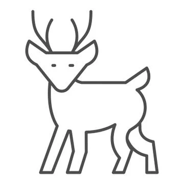 Winter deer thin line icon, Christmas concept, Fawn sign on white background 스톡 일러스트