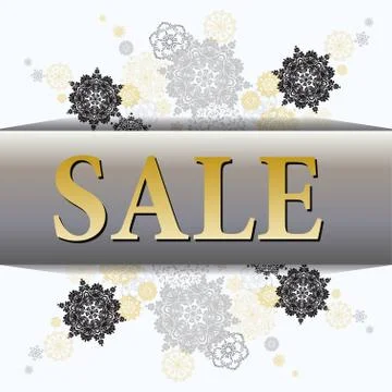 Winter design with silver white snowflakes Stock Illustration