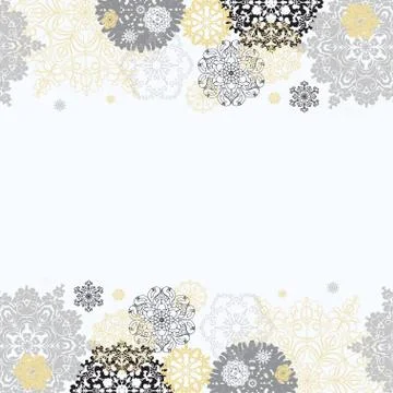 Winter design with silver white snowflakes Stock Illustration