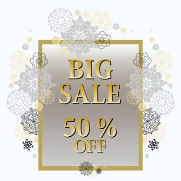 Winter design with silver white snowflakes Stock Illustration
