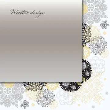 Winter design with silver white snowflakes Stock Illustration