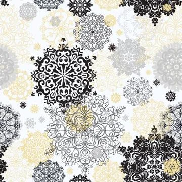 Winter design with silver white snowflakes Stock Illustration