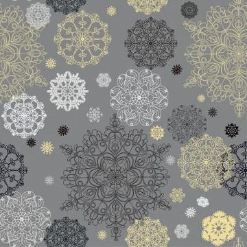 Winter design with silver white snowflakes Stock Illustration