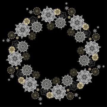 Winter design with silver white snowflakes Stock Illustration
