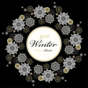 Winter design with silver white snowflakes Stock Illustration