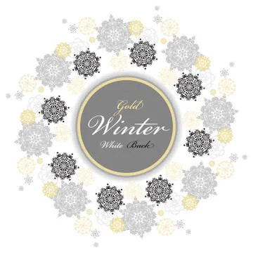 Winter design with silver white snowflakes Stock Illustration