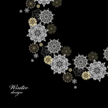 Winter design with silver white snowflakes Stock Illustration