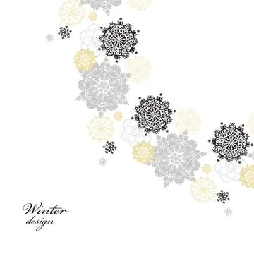 Winter design with silver white snowflakes Stock Illustration