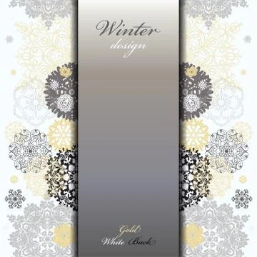 Winter design with silver white snowflakes Stock Illustration