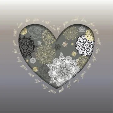 Winter design with silver white snowflakes Stock Illustration