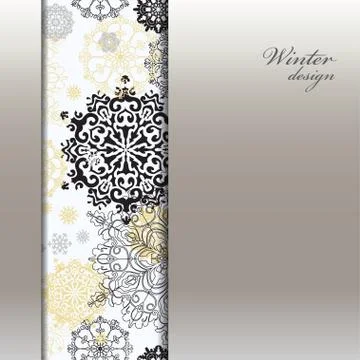 Winter design with silver white snowflakes Stock Illustration