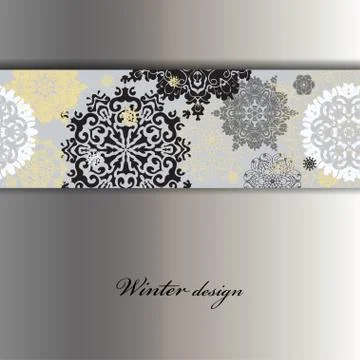Winter design with silver white snowflakes Stock Illustration
