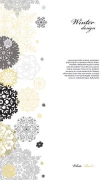Winter design with silver white snowflakes Stock Illustration