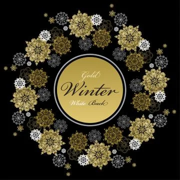 Winter design with silver white snowflakes Stock Illustration