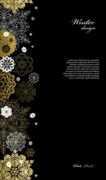 Winter design with silver white snowflakes Stock Illustration