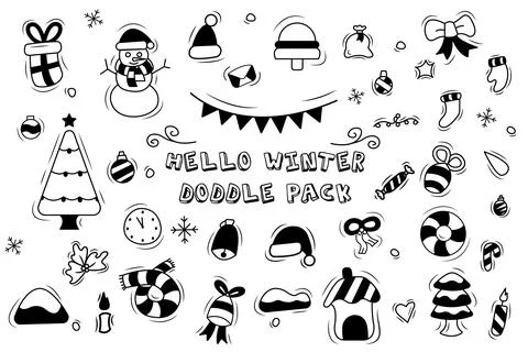 Winter Doddle Element Pack Stock Illustration