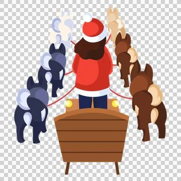 Winter dog sleigh Stock Illustration