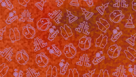 Winter doodle pattern background mittens hats boots orange Vidéo 330464675