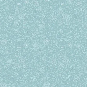 Winter doodle seamless pattern Stock Illustration