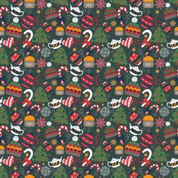 Winter doodle seamless pattern Stock Illustration