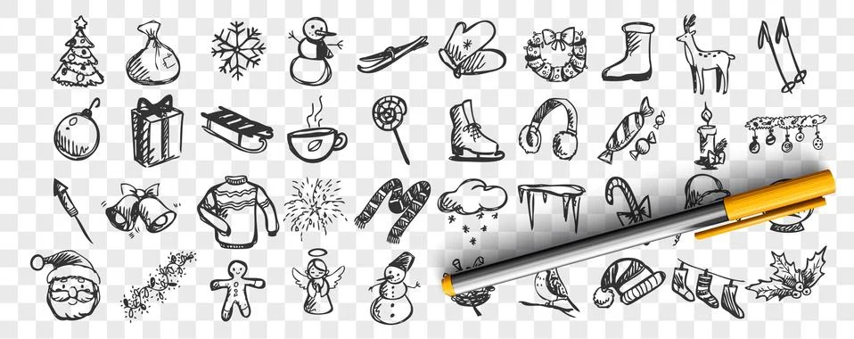 Winter doodle set Stock Illustration