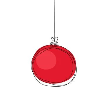 Winter doodle. Simple modern red Christmas ball for holiday, merry christmas and Stock Illustration