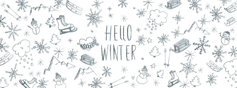 Winter doodles background Stock Illustration