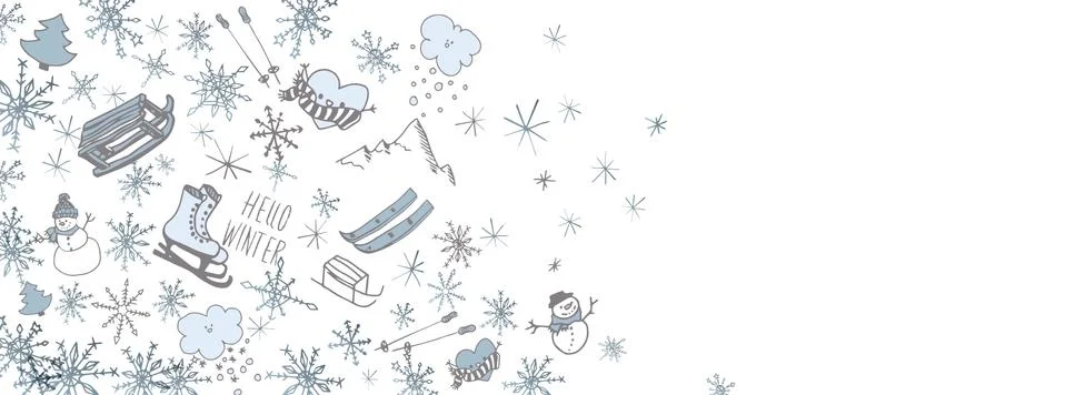 Winter doodles background Stock Illustration