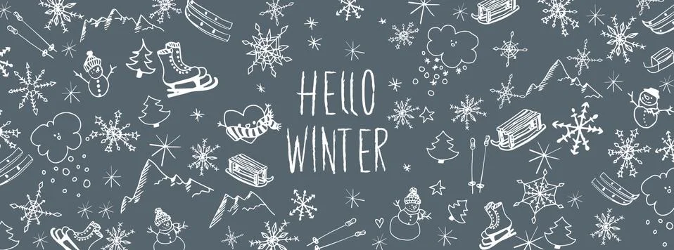 Winter doodles background Stock Illustration