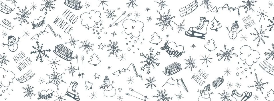 Winter doodles background Stock Illustration