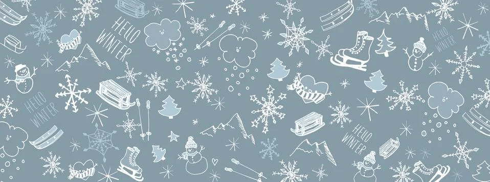 Winter doodles background Stock Illustration