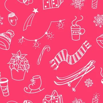 Winter doodles seamless pattern Stock Illustration
