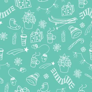 Winter doodles seamless pattern Stock Illustration