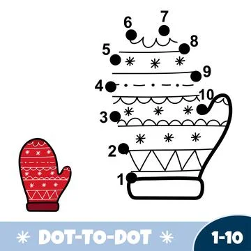Winter dot to dot game for kids. Connect 1-10 numbers activity page for toddlers Stock Illustration