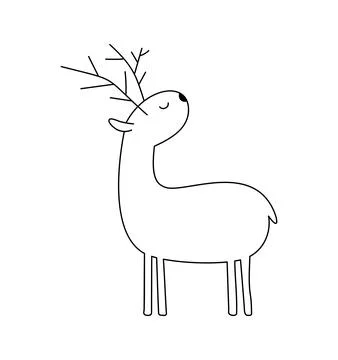 Winter drawn doodle deer. Two horns. Very simple. vector illustration isolated Stock Illustration