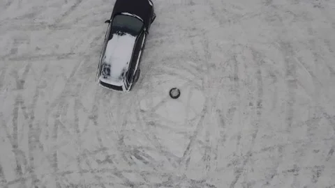 Winter drift around the tire in the snow. Stock Footage 147491902