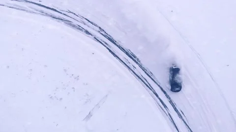 Winter drift on ice road Stock Footage
