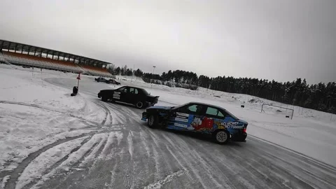 Winter drift, winter racing, professional drift, car on ice Stock Footage 237540041