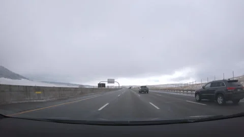 Winter Drive on I-25 Heading to Colorado Springs from Denver Stock Footage 284089548